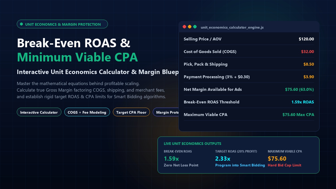 Break-Even ROAS & Minimum Viable CPA Calculator: The Growth Marketer's Unit Economics Guide (2026)