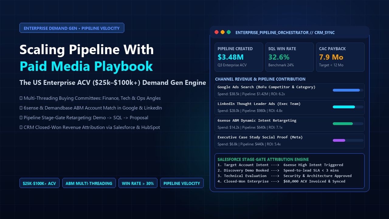 Scaling Pipeline with Paid Media: The US Enterprise ACV ($25k–$100k+) Demand Gen Playbook